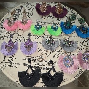 Colorful Statement Fringe Earrings Bundle